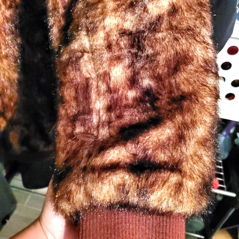 Vintage Fur Leather Bomber Jacket